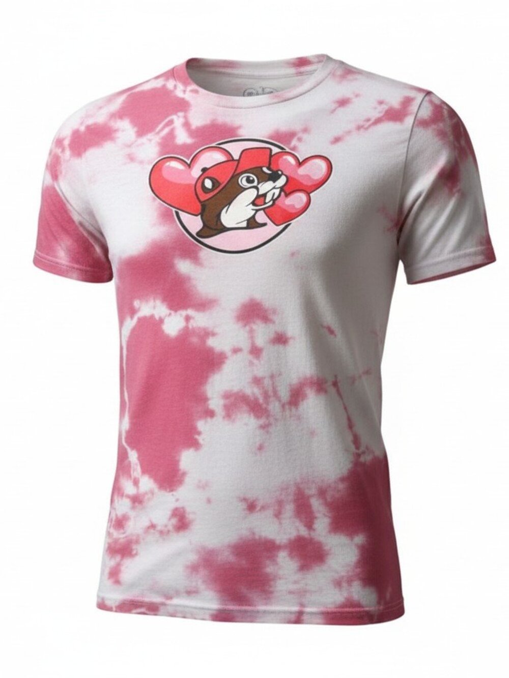 Buc-ee's Women's ROAD TO MY HEART BEAVER NUGGETS  Pink Tie Dye T-Shirt Sz Small